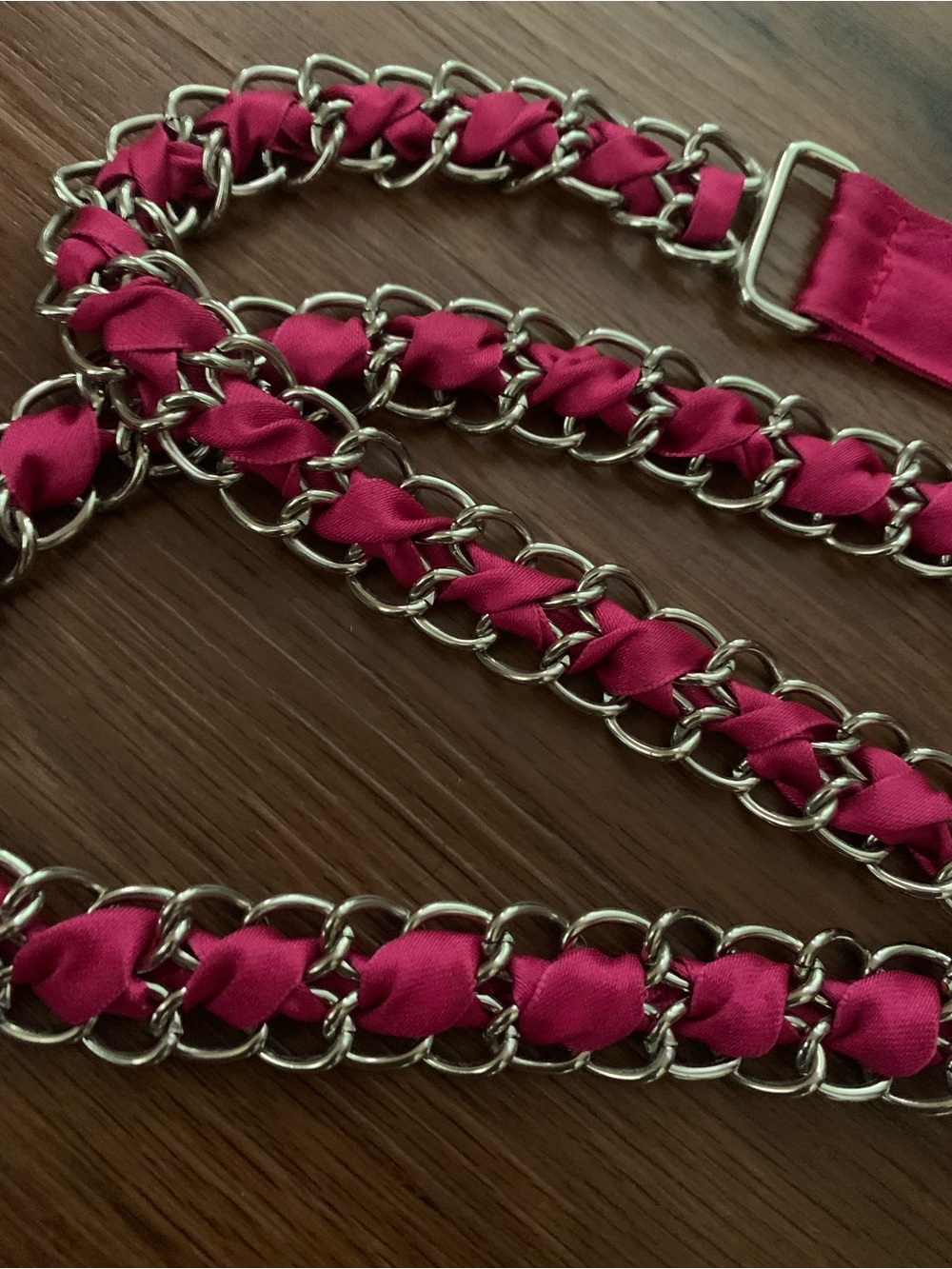 Fuchsia Chain-Link Ribbon Belt - Picture 4 of 5